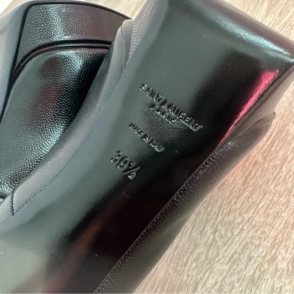 Saint Laurent black leather pointed toe high heels - Picture 4 of 8